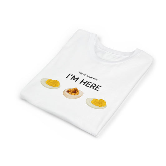 Deviled Egg Humor Youth T-Shirt Funny Food Pun Kids Tee, Cute Graphic Shirt for Boys & Girls, Punny Egg Lover Gift, Funny Kids T-Shirt