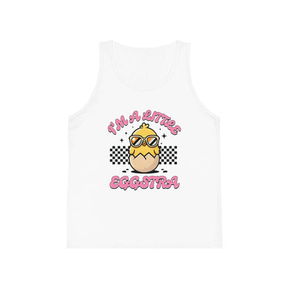 Fun Kid's Jersey Tank Top - "I'm a Little Eggstra" Design