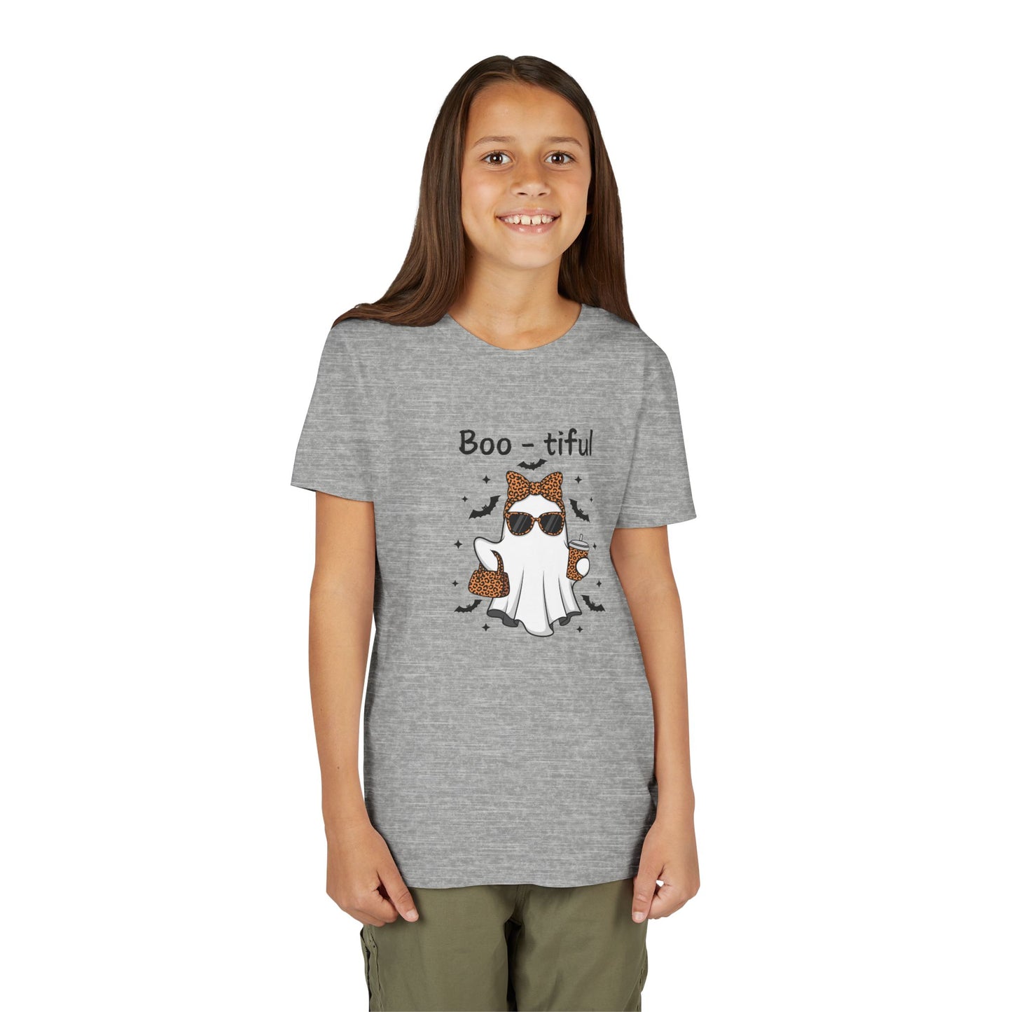 Boo-tiful Ghost Youth T-Shirt Fun Halloween Shirt for Kids, Cute Spooky Tee, Ghost Lover Gift, Youth Short Sleeve Halloween Tee