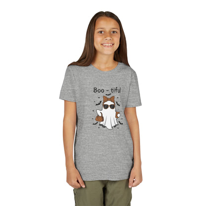 Boo-tiful Ghost Youth T-Shirt Fun Halloween Shirt for Kids, Cute Spooky Tee, Ghost Lover Gift, Youth Short Sleeve Halloween Tee