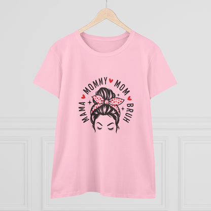 Mommy Mom Bruh Graphic Tee — Cute Messy Bun Shirt