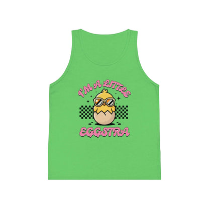 Fun Kid's Jersey Tank Top - "I'm a Little Eggstra" Design