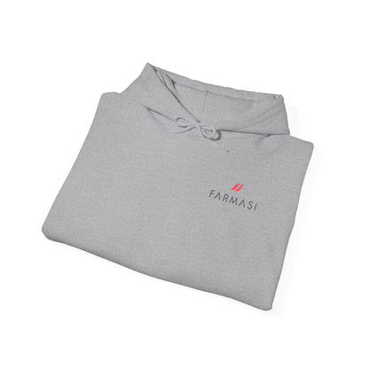 Farmasi Logo Hoodie — Branded Grey Pullover with Sleeve & Back Print