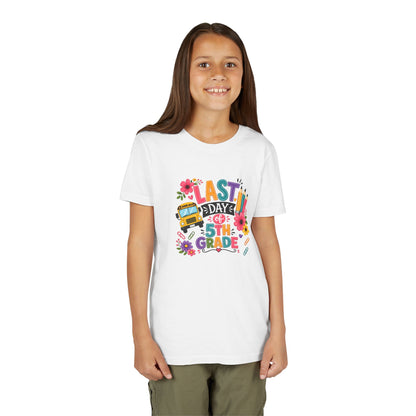 Last Day of 5th Grade Youth Tee - Colorful School Bus, End-of-Year Shirt