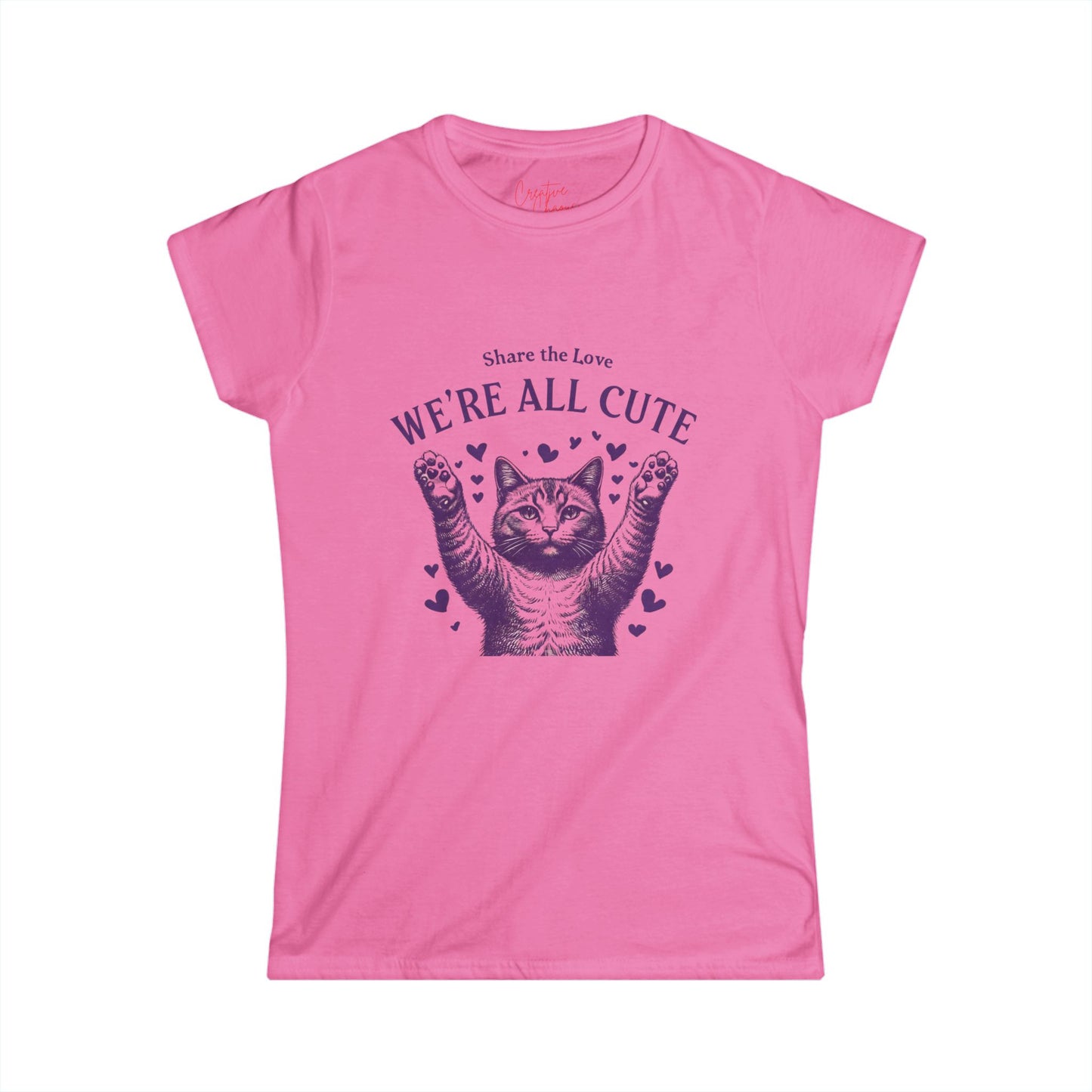 Share the Love Cute Cat with Hearts Design