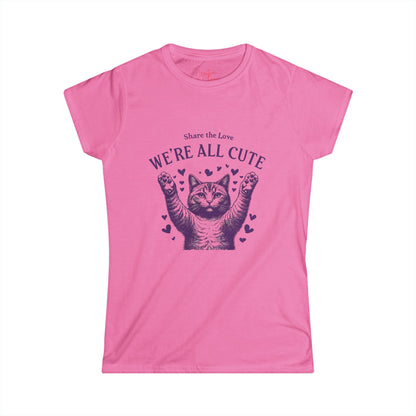 Share the Love Cute Cat with Hearts Design