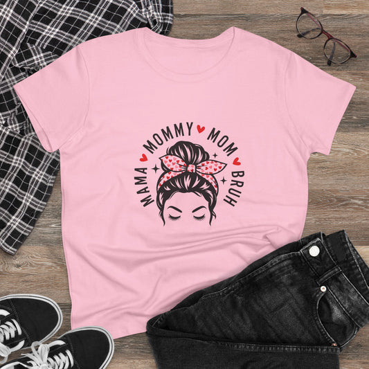 Mommy Mom Bruh Graphic Tee — Cute Messy Bun Shirt