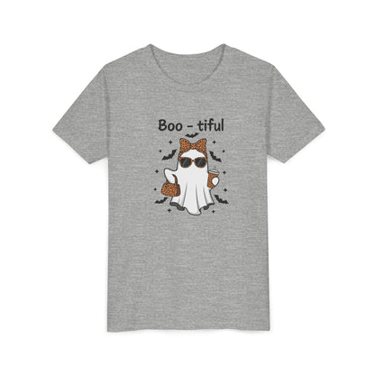 Boo-tiful Ghost Youth T-Shirt Fun Halloween Shirt for Kids, Cute Spooky Tee, Ghost Lover Gift, Youth Short Sleeve Halloween Tee