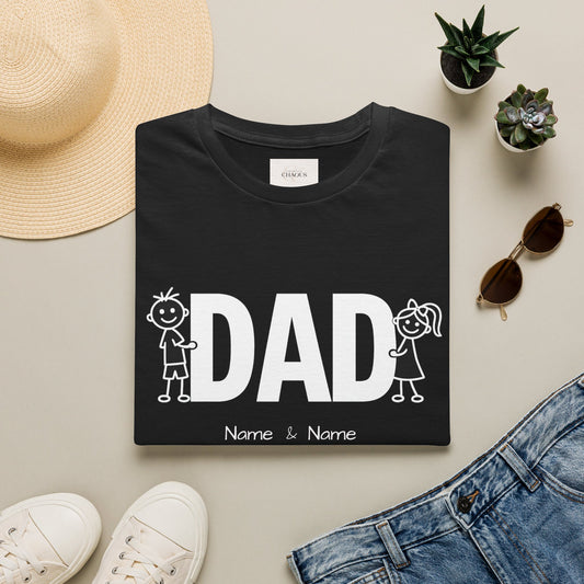 Personalized Dad Shirt with Kids Stick Figures & Custom Names - Father's Day Gift for Dad, Custom Family Tee, Dad Gift from Son & Daughter