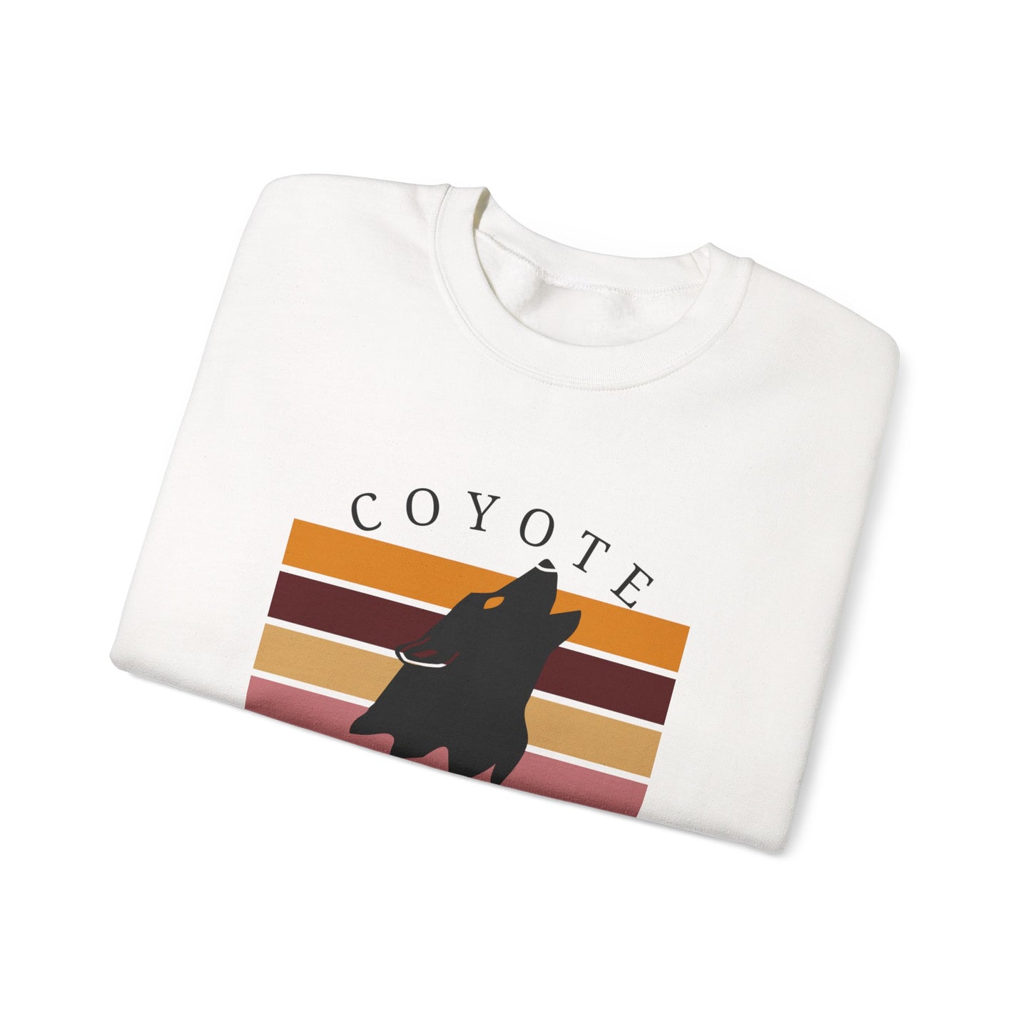 Coyote Pride Crewneck Sweatshirt — Retro Sunset Howling Coyote Design