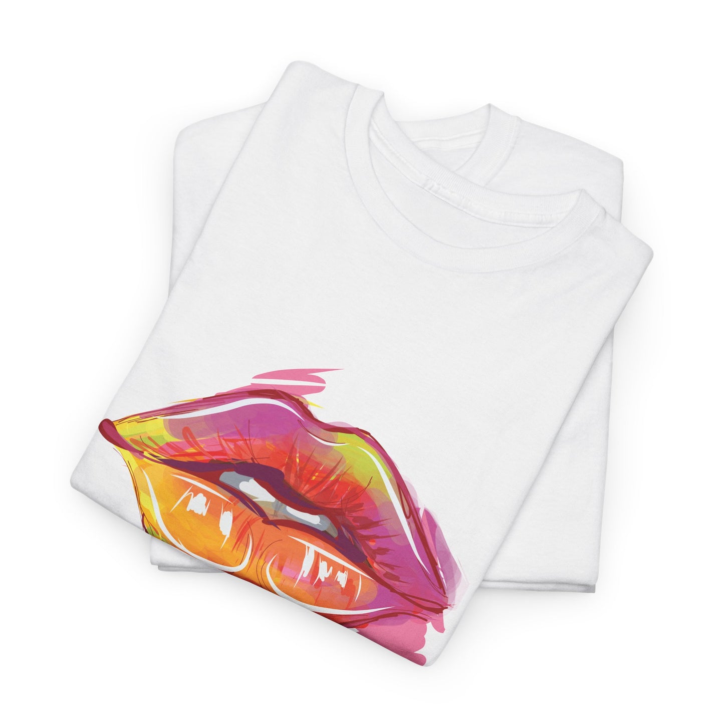 Lip Art Graphic Tee — Colorful Paint Kiss T‑Shirt