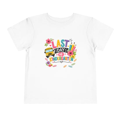Last Day of Kindergarten Tee – Cute School Bus & Floral Back-to-School Shirt