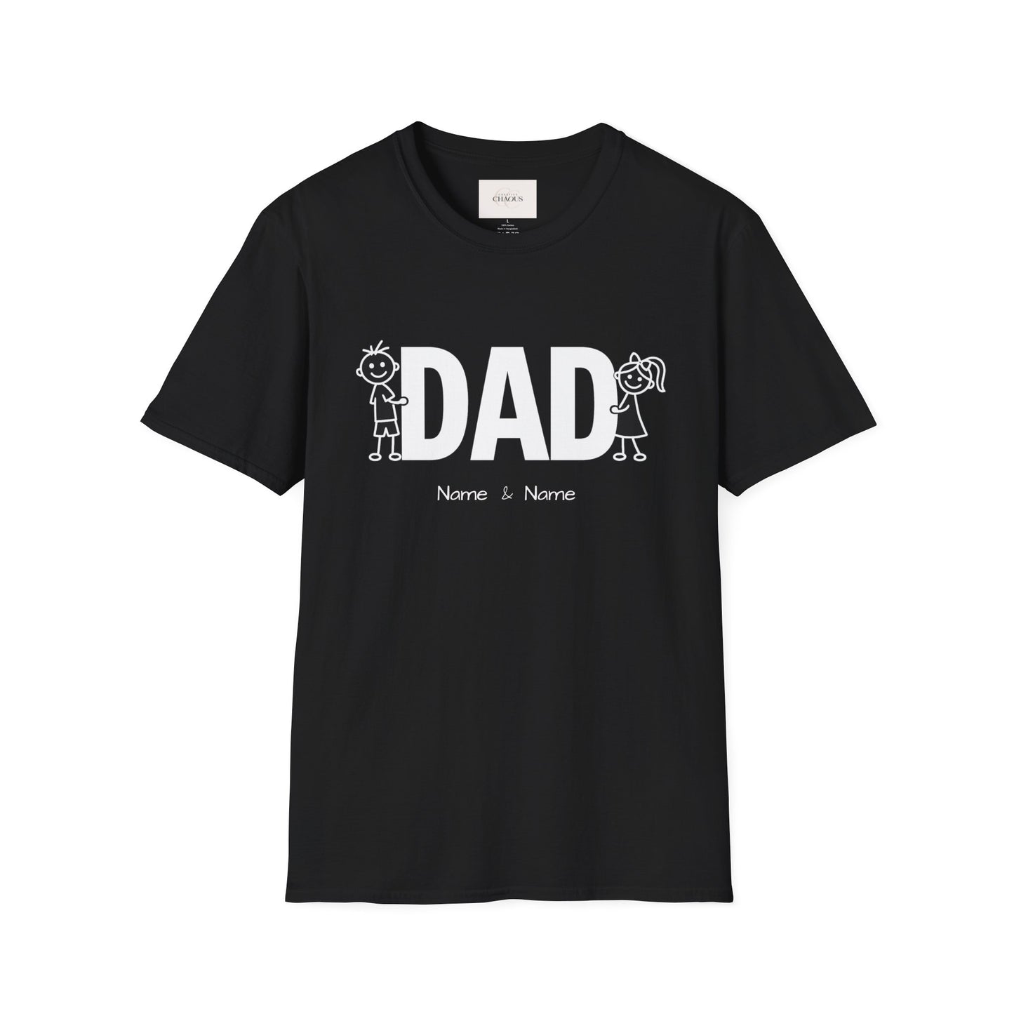 Personalized Dad Shirt with Kids Stick Figures & Custom Names - Father's Day Gift for Dad, Custom Family Tee, Dad Gift from Son & Daughter