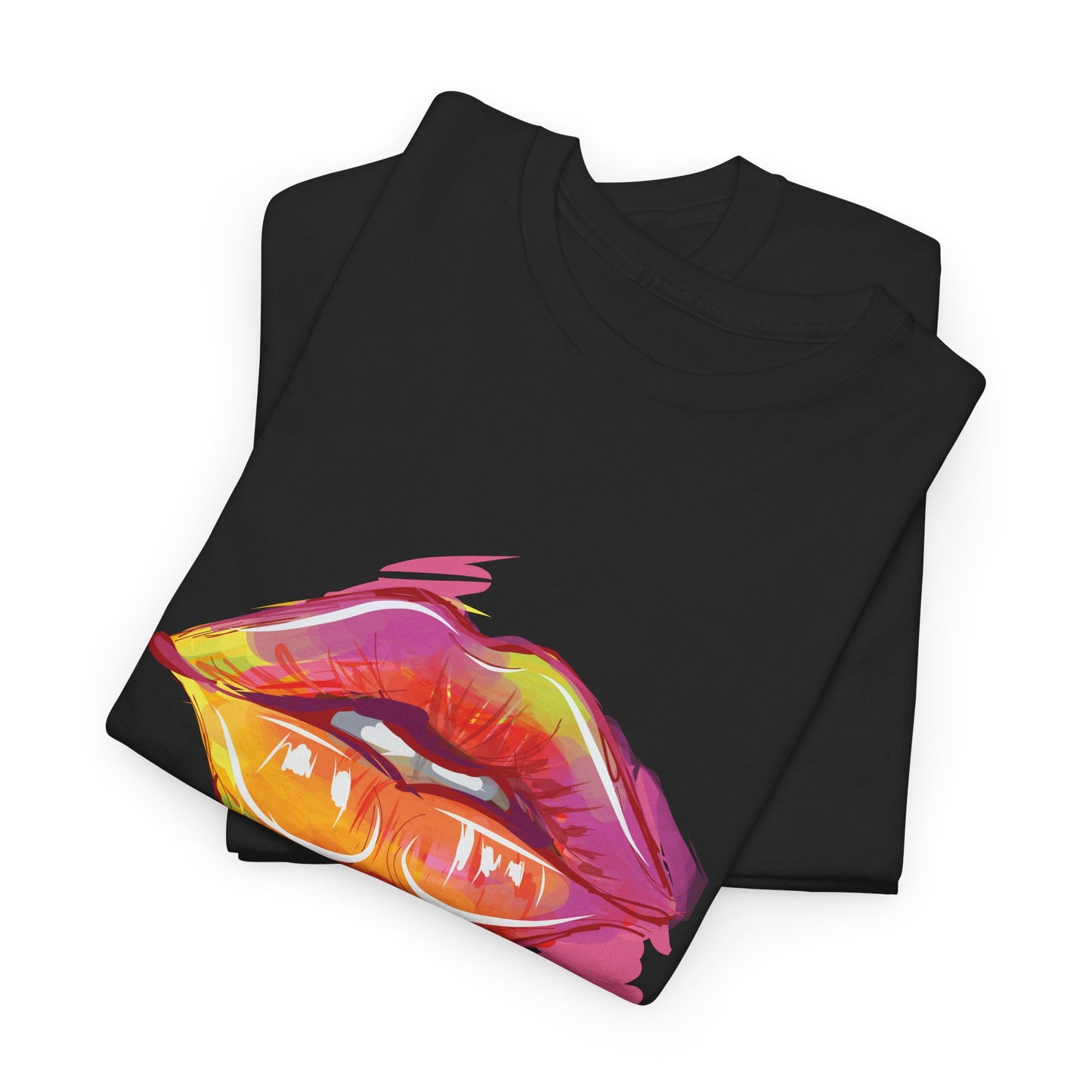 Lip Art Graphic Tee — Colorful Paint Kiss T‑Shirt